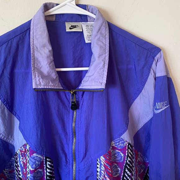 VTG Nike White Tag Windbreaker Jacket Purple Abstract Print Color Block - Picture 4 of 8